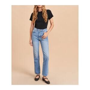 La Ligne 'Molly' Blue Cotton High-Rise Straight Denim Jean Size 23